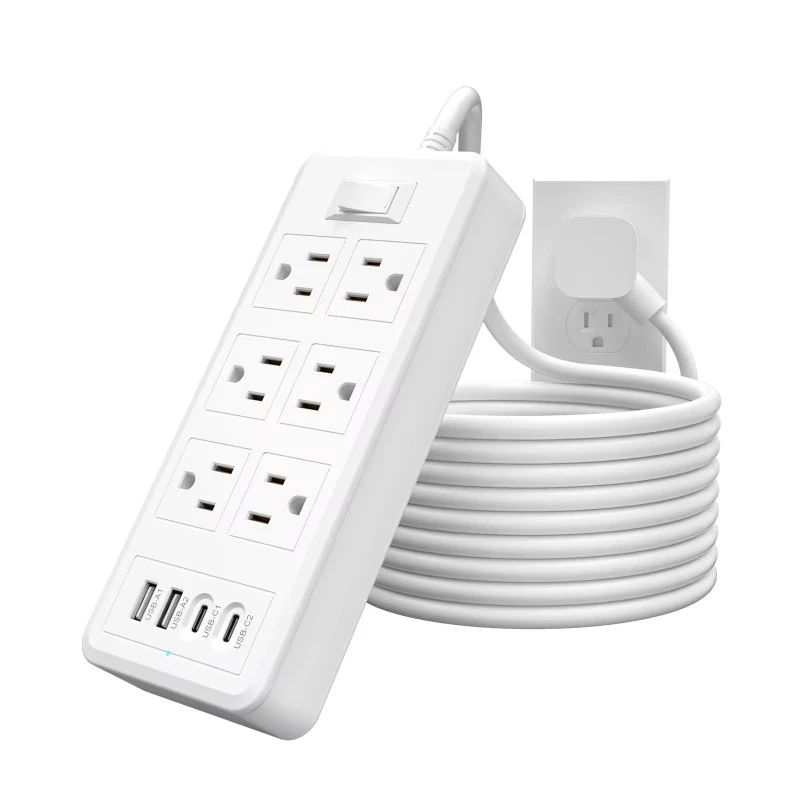 6 udtag 4 USB-porte US Power Strip