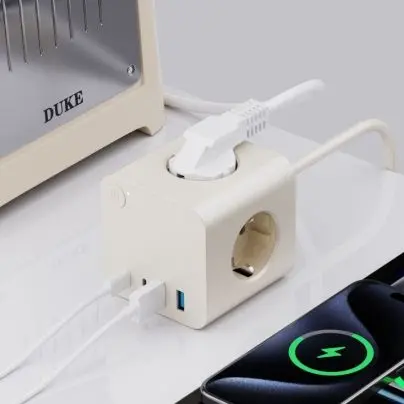 EU Power Strip med 25W PD USB 3 AC-udtag