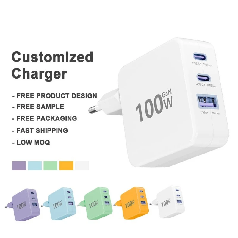 PD 3.0 100W Type C Hurtigoplader UK US AU EU-kompatibel vægoplader