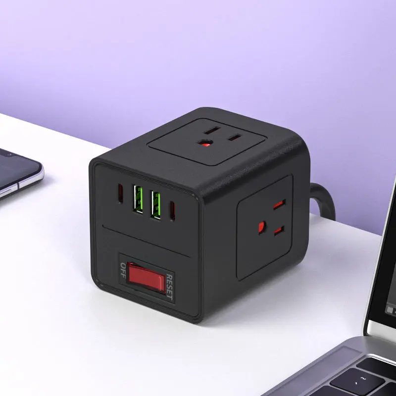 Us Flat Plug Travel Power Strip Cube strømstik